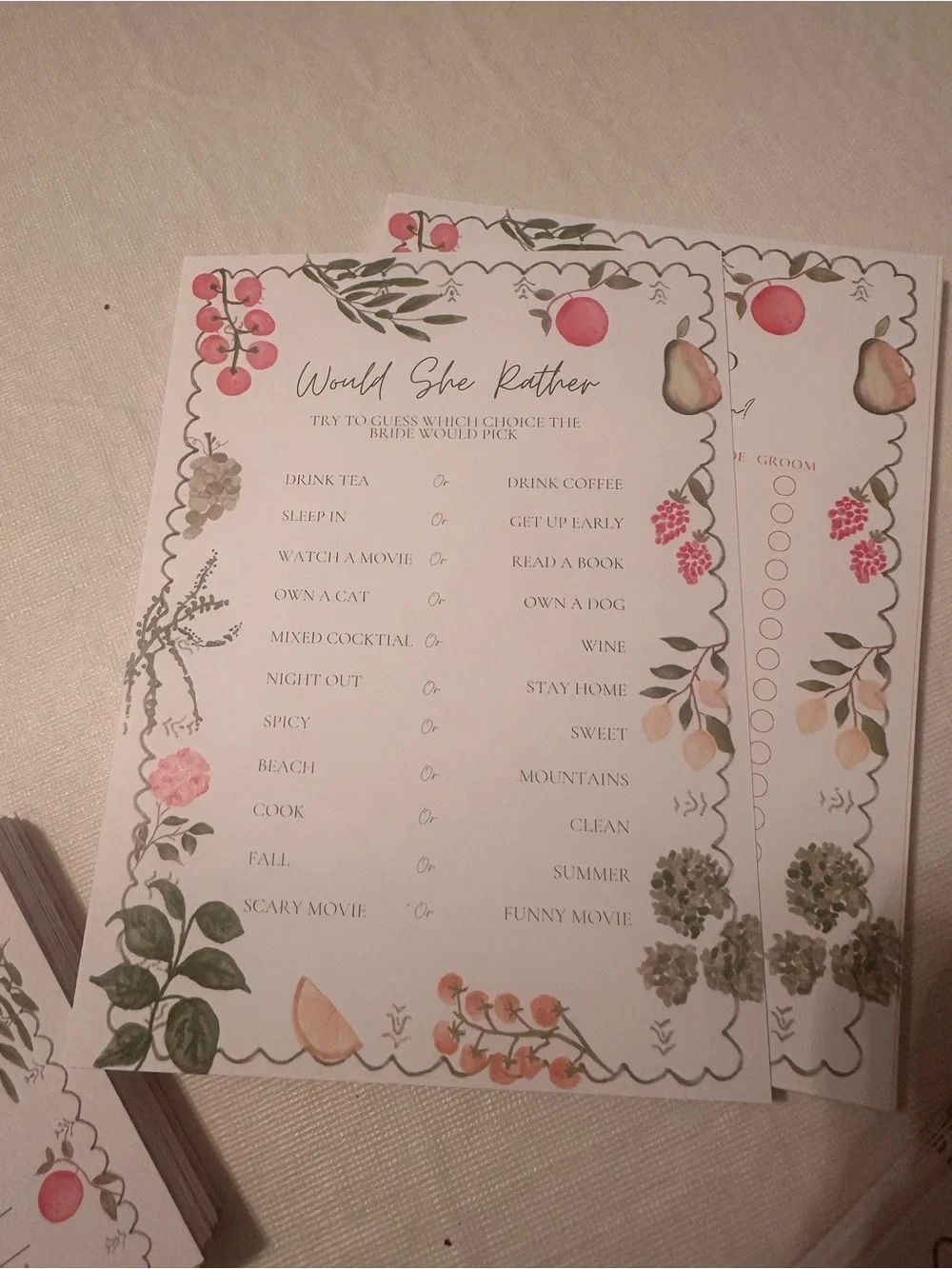 Fresh Garden Party Bridal Shower Game & Advice Cards - Party Supplies